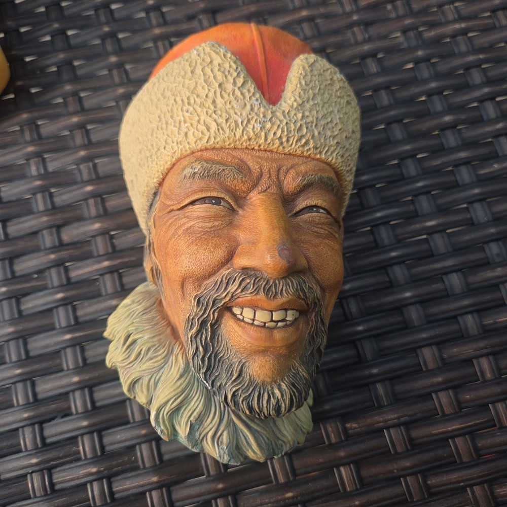 Vintage 1966 Bossons Himalayan Chalkware Head Wall Art England Artist Signed